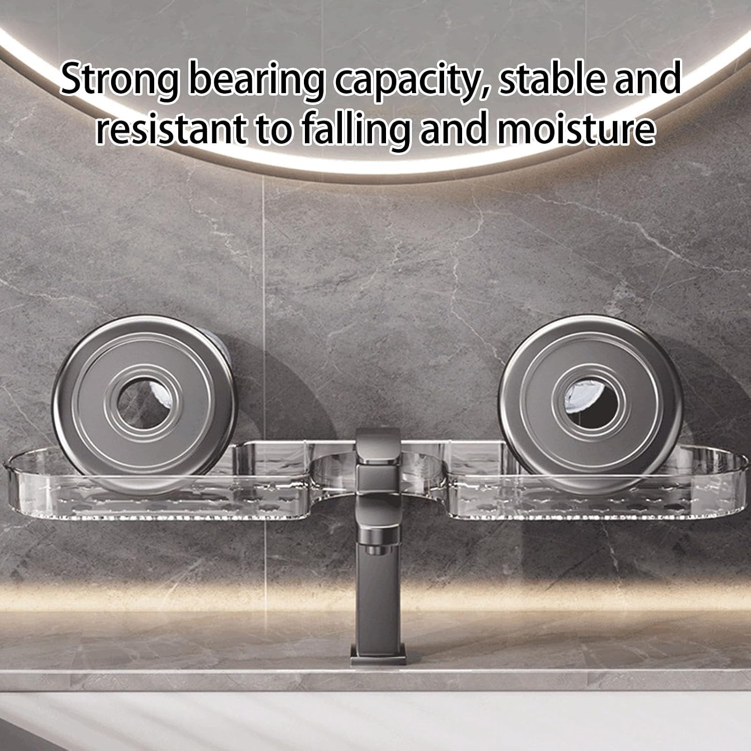 Rustproof Shower Organiser for Shampoo Wall Mounted Suction Cup Storage Rack Space Saving Bathtub Accessories Holder Rustproof Bathroom Storage
