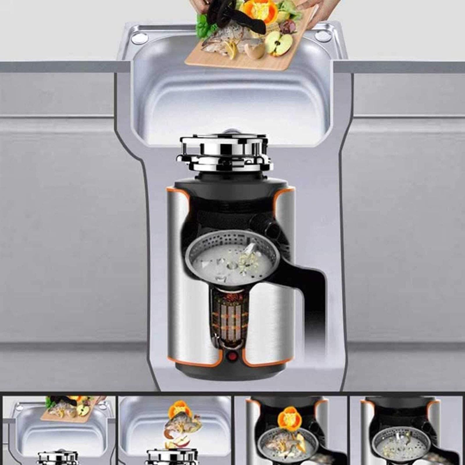 Unidad de eliminación de desperdicios de alimentos, triturador de basura continuo, triturador de desperdicios de cocina Triturador de desperdicios, triturador de desperdicios de alimentos doméstico In