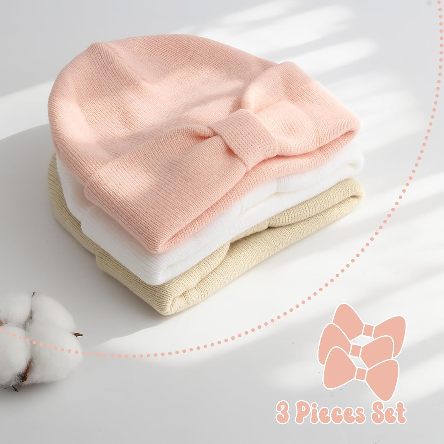 Baby Beanies Toddler Winter Hats with Bow Soft Warm Infant Knit Newborn Beanies Hat for Baby Boys Girls 0-36 Months - Image 5