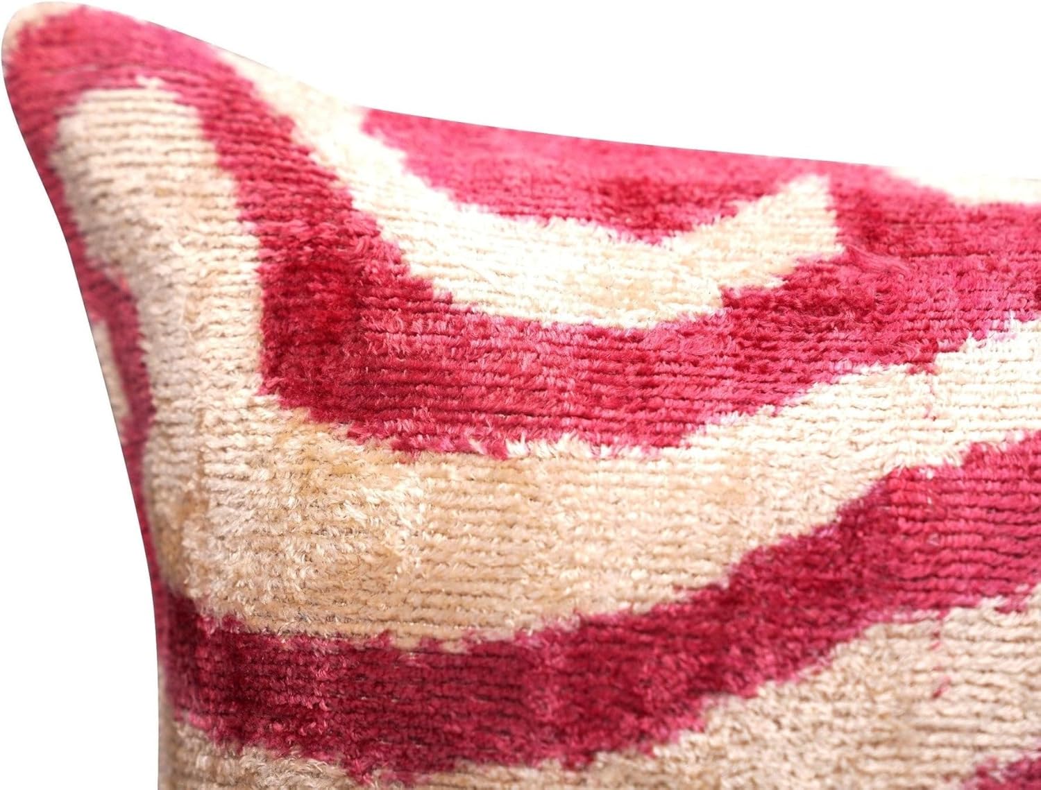 CANVELLO Luxury Velvet Throw Pillow - Handmade Decorative Cushion with Tiger Print Design - Pinkish Red & Beige, 16x16 Inch, Down Feather Insert, Soft & Plush, Boho Chic Accent Pillow for Sofa & Bed