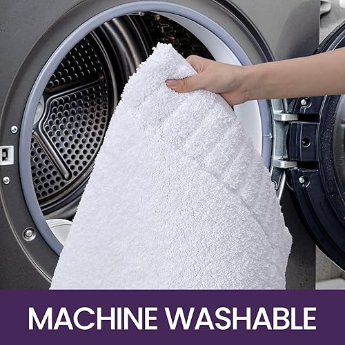 Miniatura 5 de DEXI Alfombra de baño, alfombra de baño, absorbente, lavable, alfombra para suelo antideslizante, 20 x 32 pulgadas, color blanco