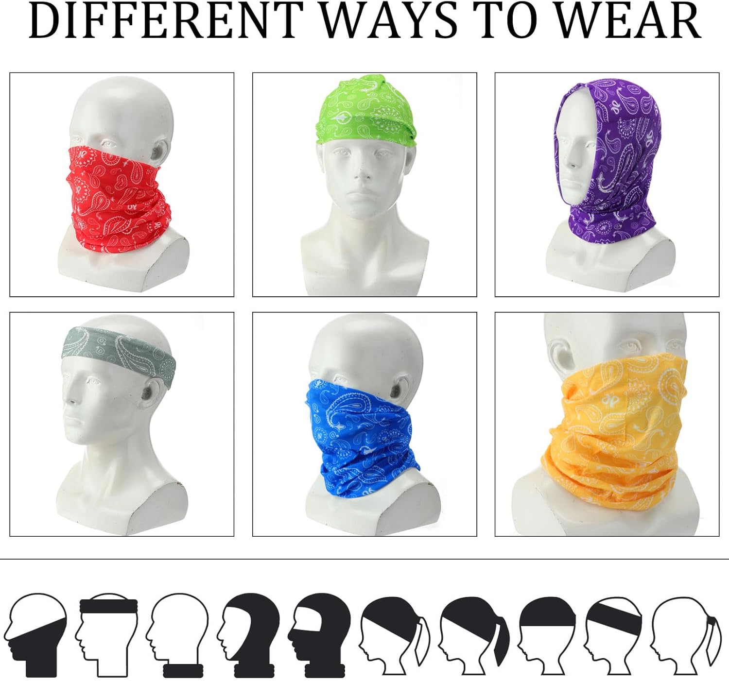 Cozypower 36 Pcs Paisley Bandanas Buffs Seamless Neck Gaiter Face Mask Headwear Balaclava for Men Women Wind UV