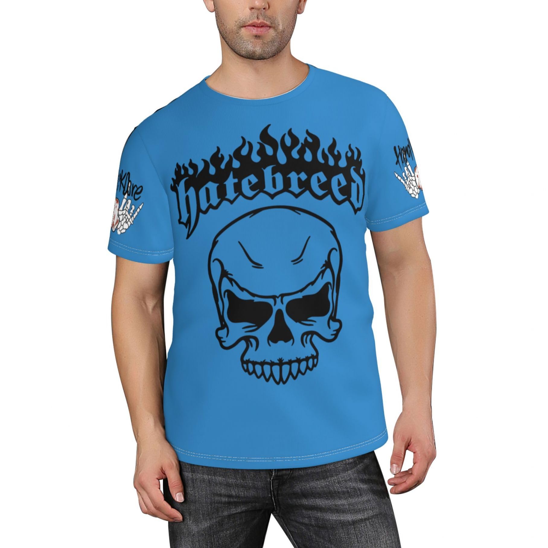 TZVEHAFYA Men's Music Band Hateebreed T-Shirt Stylishprinted Short Sleeve Shirt Casual and Versatile Suitable for Multiple Scenarios Multicoloured M