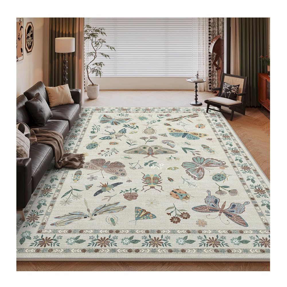 Tapis de salon lavable au motif vintage pour créer un coin bohème chaleureux
