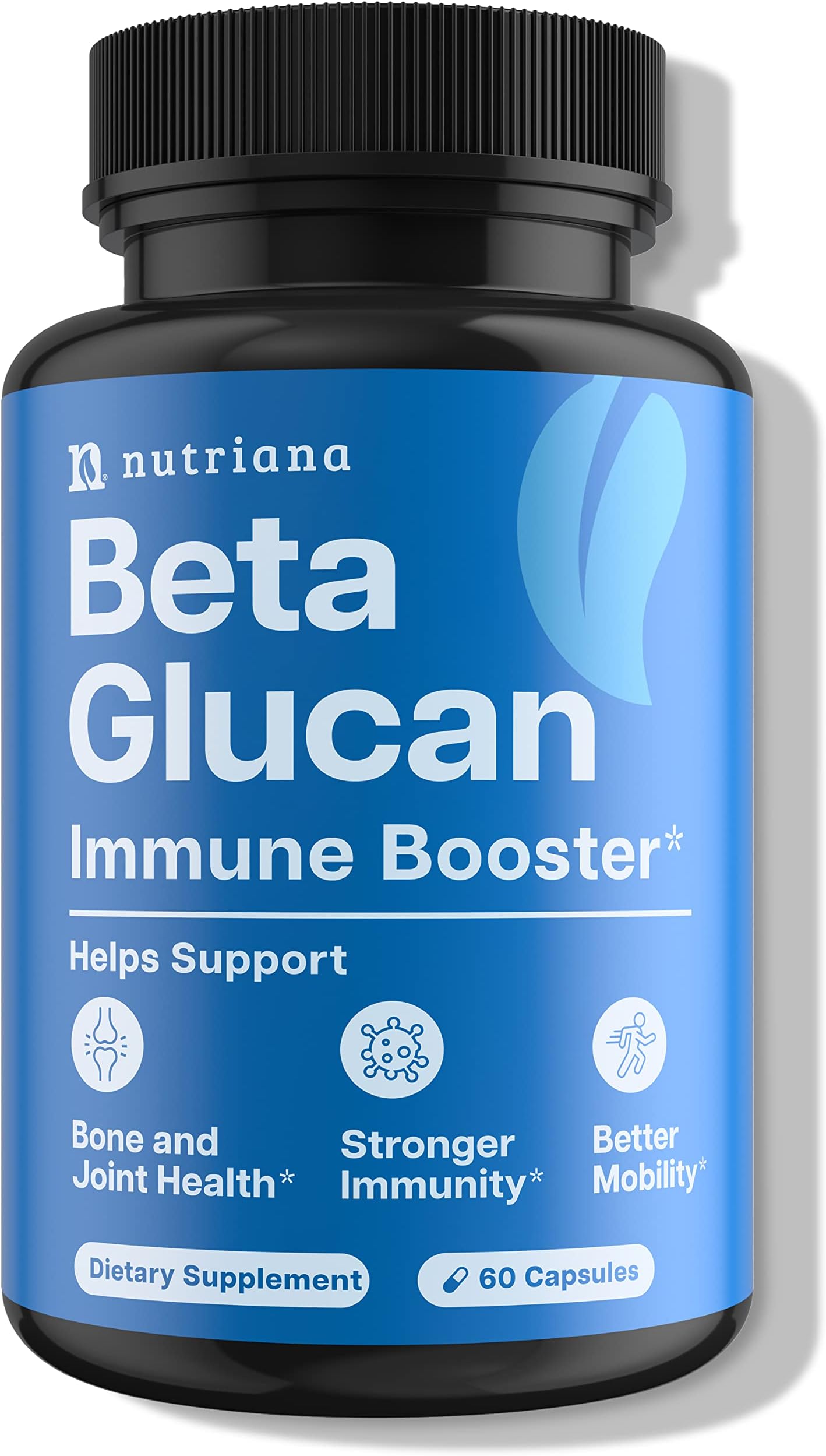 Beta 1,3D Glucan 1,000mg - Immune Support - Beta 1,3 1,6 B-Glucan Supplements - 60 Capsules - Beta Glucan 1 3D Glucan 500mg