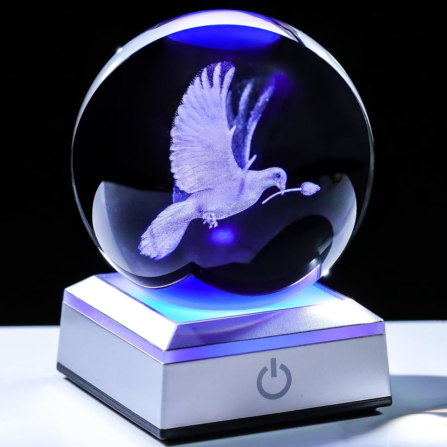 Arikyrist Sea Turtle Gifts for Women Men Laser Engraved Sea Turtle Crystal Decor Ball with Colorful LED Base Glass Trutles Decor Sphere Figurine