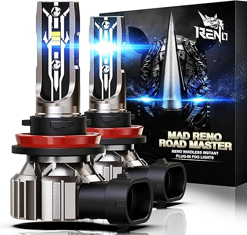 RENO Bombillas LED H11, H11 LED 12000LM 6500K blanco frío H11 bombilla H9 H8 antiniebla sin ventilador en línea Plug and Play, paquete de 2