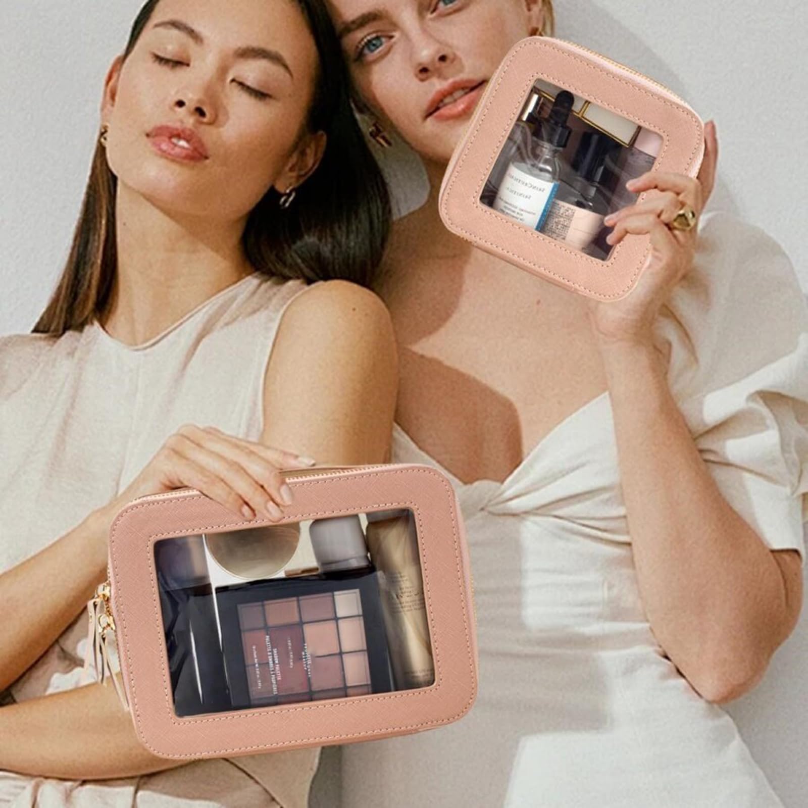 Borsa porta trucchi fantasia con sezione anteriore trasparente, ideale per i viaggi e l ' uso quotidiano Elegante custodia per cosmetici