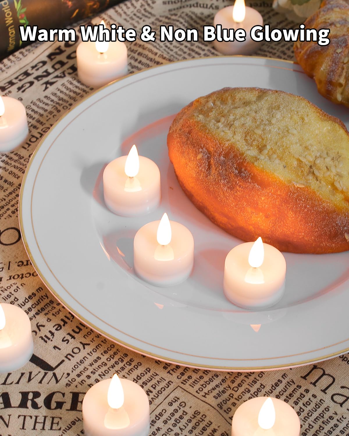 Homemory 12-Pack Flameless LED Tea Lights Candles Battery Operated, 200 Hour Fake Electric Candles TeaLights For Votive, Aniversary, Wedding