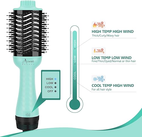 Miniatura 5 de Aima Beauty Cepillo secador de pelo voluminizador de un solo paso, cepillo de aire caliente mejorado 4 en 1 para menos encrespamiento, más brillo,