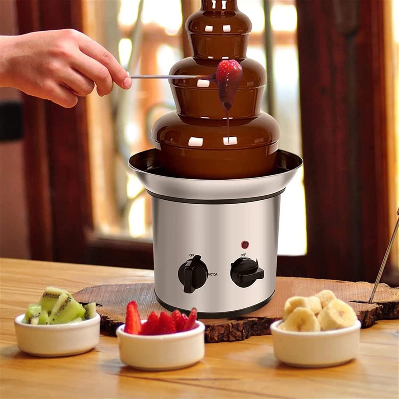 Fontaine à Fondue Au Chocolat électrique 4 Niveaux - Pour Fêtes, Acier, Neuve
