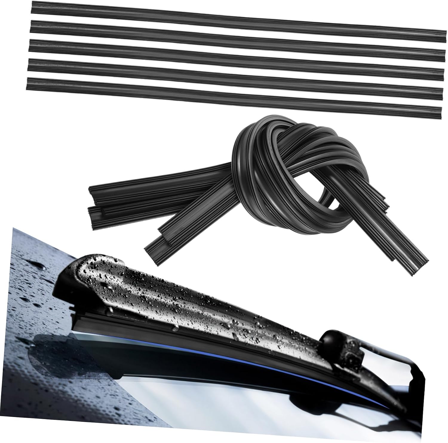Garneck Car Window Wiper Strips Refill Pack 10 Pcs Squeak Sturdy Weatherproof Easy to Cut to Size