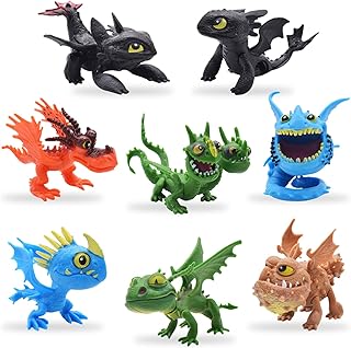 XRHOT Dragon Trainer Figure 8PCS Mystery Dragons Collectible Mini Dragon Figure,Dragon Figurines Dragon Trainer Cake Toppers Mini Figures Set for Girls and Boys Kids Ages 3