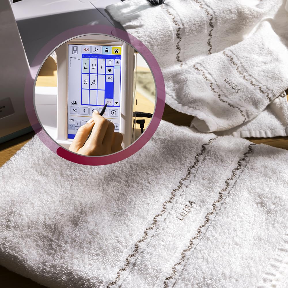Cecotec Machine à Coudre Numérique BelleCouture 36000 Control. Écran Tactile 7", 360 Points, PedalFree, Enfilage Automatique, Lumière LED, Coupe-fil, Aiguille Haut/Bas, Kit d'Accessoires Complet.