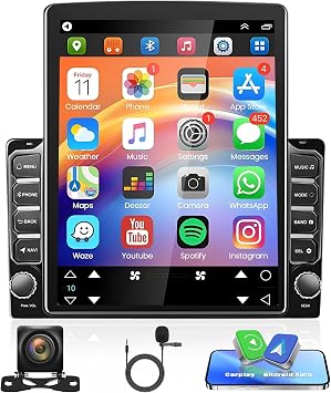 Android 13 Double Din Bluetooth Car Radio with Wireless Carplay & Android Auto 9.7 Touch Screen Car Stereo Support SWC FM GPS Navigation Backup Camera [2+32G]