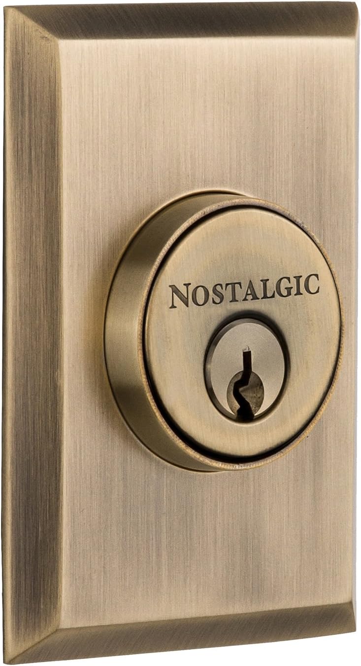 Nostalgic Warehouse New York Double Cylinder Deadbolt, Unlacquered Brass
