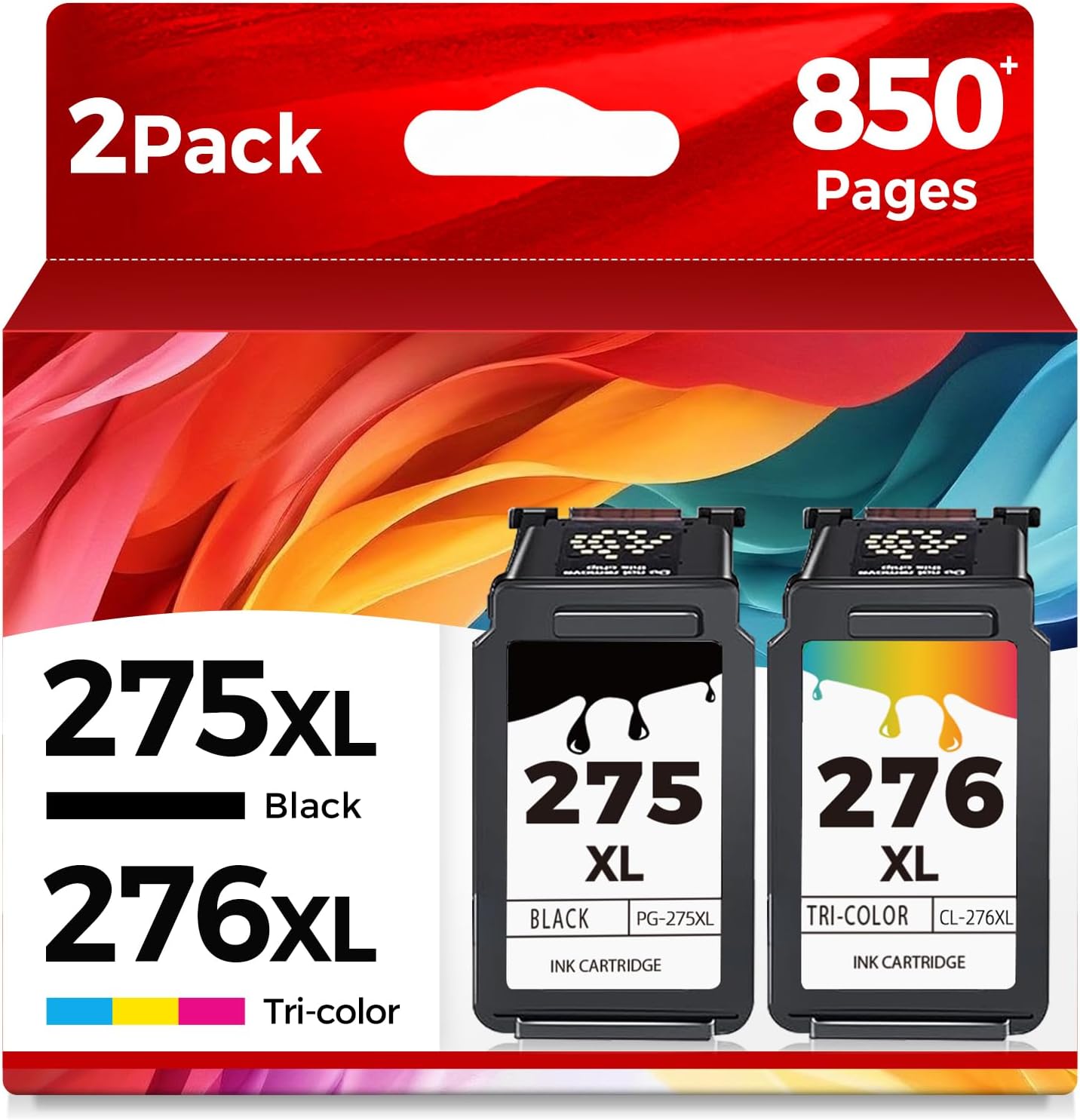 275XL 276XL Compatible Ink Cartridge Replacement for Canon Ink 275 276 (Black Color Combo, 2-Pack) PG275 CL276 XL for TS3522 TR4720 TR4722 TS3520 TS3500 TR4700 TS3700 TS3720 TS3722 Printer