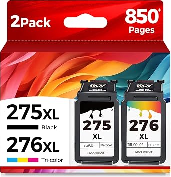 PG-275XL CL-276XL Replacement for Canon 275 and 276 Ink Cartridges PG275 XL CL276 Black Color Combo Pack for Cannon PIXMA TS3722 TR4700 TR4720 TS3700 TS3522 TR4722 TS3500 TS3700 TS3522 Printer 2-Pack