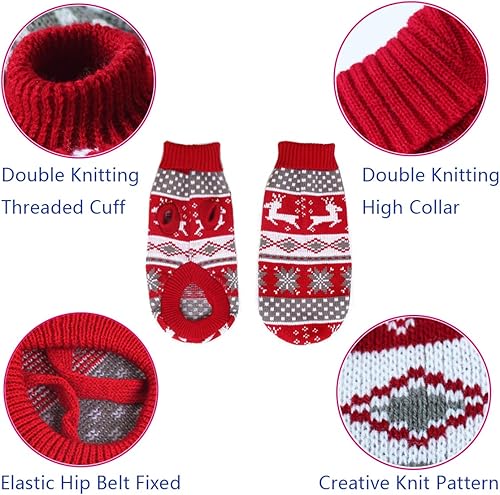 Miniatura 2 de Vehomy - Suéteres de Navidad para perro, ropa de invierno de punto, ropa de Navidad, abrigos clásicos, suéter con estampado de renos, copos de nieve