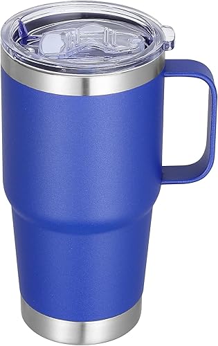 Vista 56 de Vaso de acero inoxidable de 20 onzas con asa a granel con aislamiento de metal a granel, taza de café de viaje con asa, vaso de doble pared con tapa