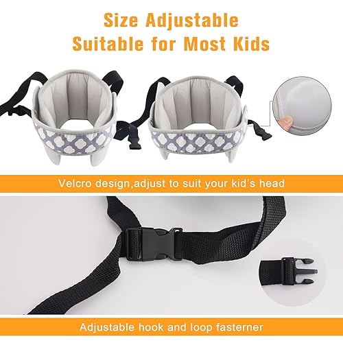 Miniatura 4 de vocheer Banda de soporte para la cabeza del asiento de automóvil para bebé, ajustable para asiento de automóvil, soporte para siesta para niños