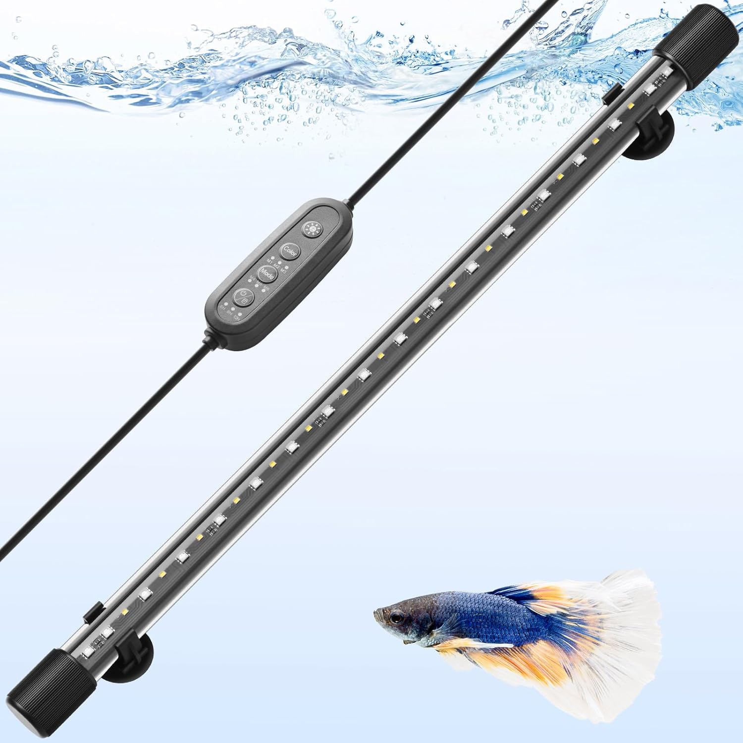 FEDOUR 22.8in Submersible Aquarium LED Light, 24/7 Mode Aquarium Lights with Full Spectrum RGBW LEDs, IP68 Waterproof Fish Tank Light with Dimming, Timming and Color Adjustable