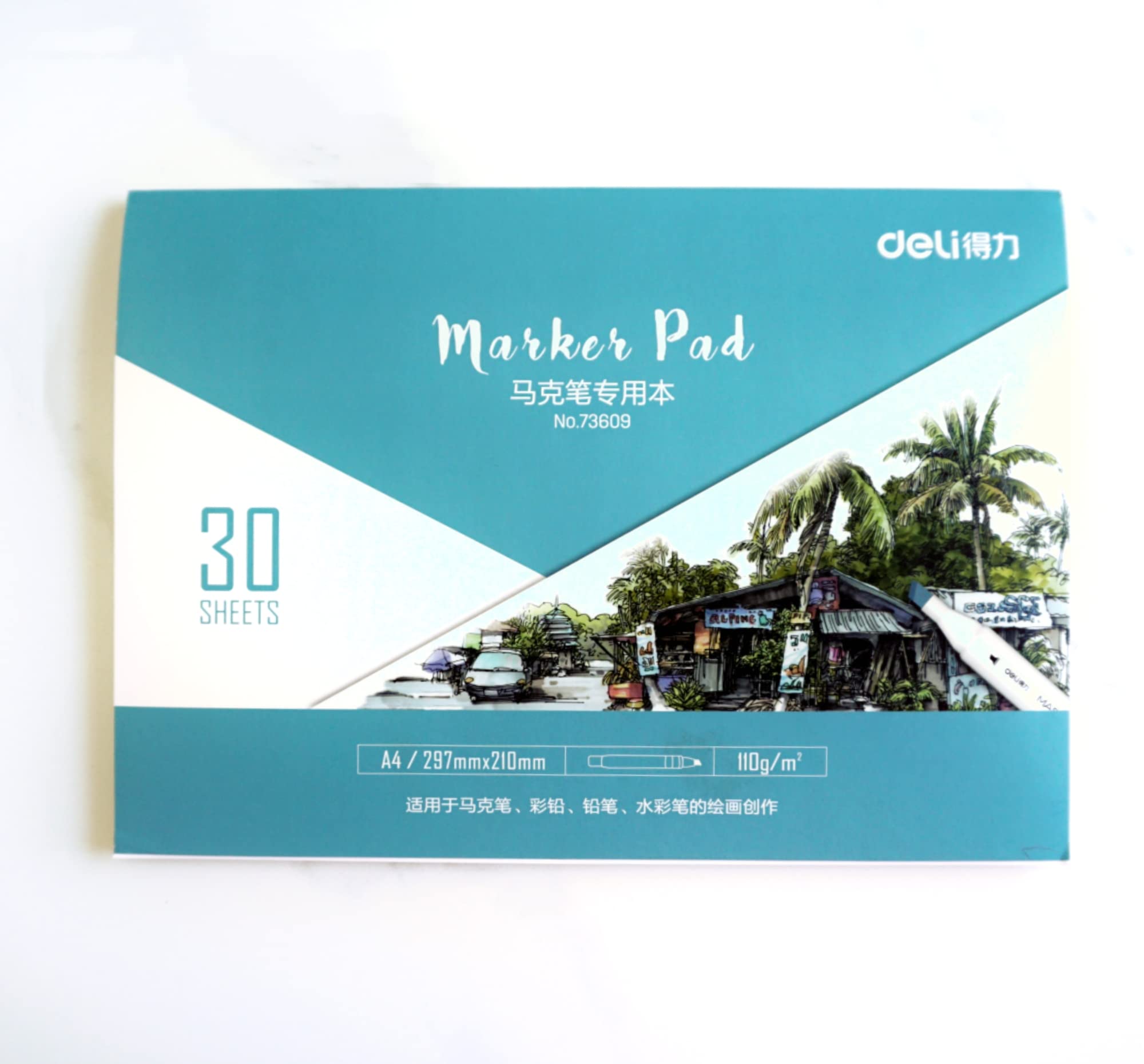 deli Marker Pad Paper Art Sketchpad 30 Sheets, A4 110gsm