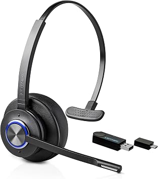 Leitner LH470XL Extra Comfort and Focus with XL Earpad Wireless Computer Headset with Microphone DECT USB Dongle Headset for Softphone, Computer, Laptop, and Tablet