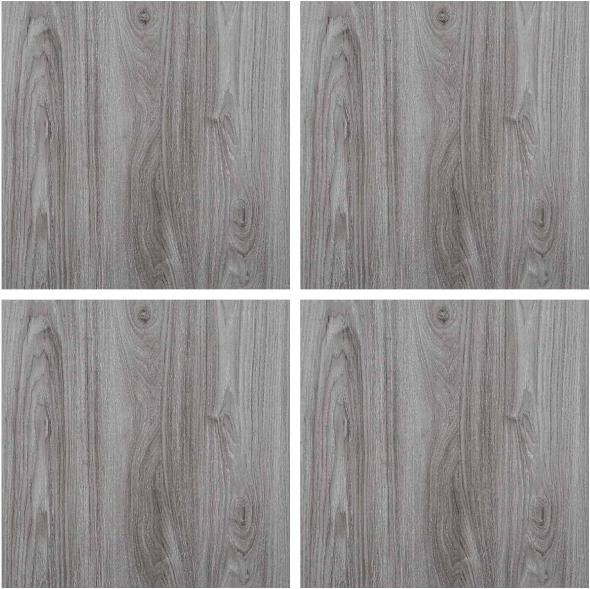 4pcs Wood Grain Vinyl Floor Tiles 12 x 12 Inch Peel and Stick Vinyl Flooring Waterproof Wood Planks for Kitchen Bedroom Home Decoration