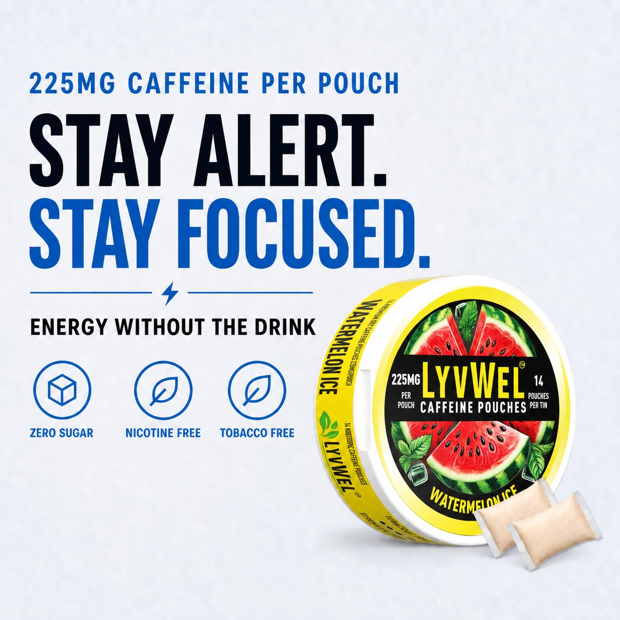 LyvWel 225mg Caffeine Pouches Variety Pack, 3-Pack, 42 Count — Amazon image 3