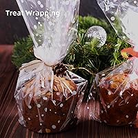 Vista 4 de Motroce Rollo de celofán transparente, 100 pies x 34 pulgadas, envoltura de papel de floristería de puntos blancos, rollo de celofán transparente