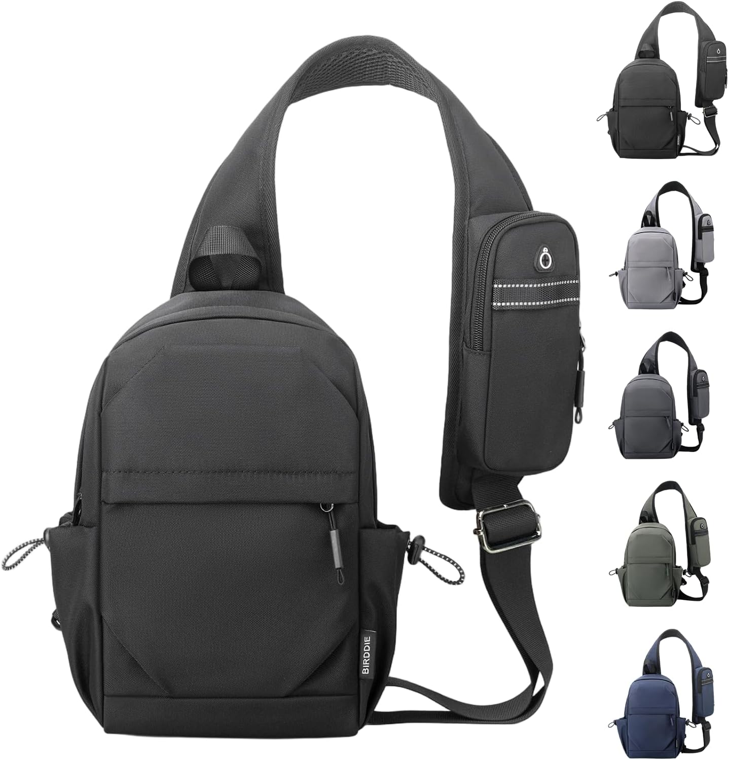 BIRDDIE Anti-Theft Crossbody Sling Bag Casual Shoulder Hiking Backpack Motorcycle Chest Bag with Convertible Shoulder Strap