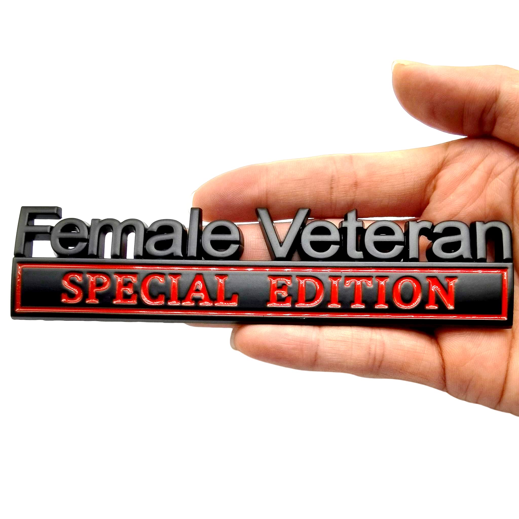 2PCS Female Veteran Special Edition 3D Metal Tailgate Emblem Badges, Army Woman Veteran Metal Fenders Decal Car Badges,Female Veteran Metal Material