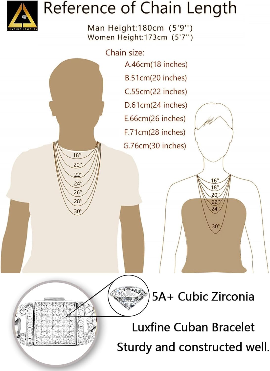 12mm Iced Out Cuban Link Chain 14K REAL Gold Plated Hypoallergenic Hip Hop Jewelry 5A+ Cubic Zirconia Prong-setting Necklace for Men Women Choker Birthday Father Day Gift - Image 7