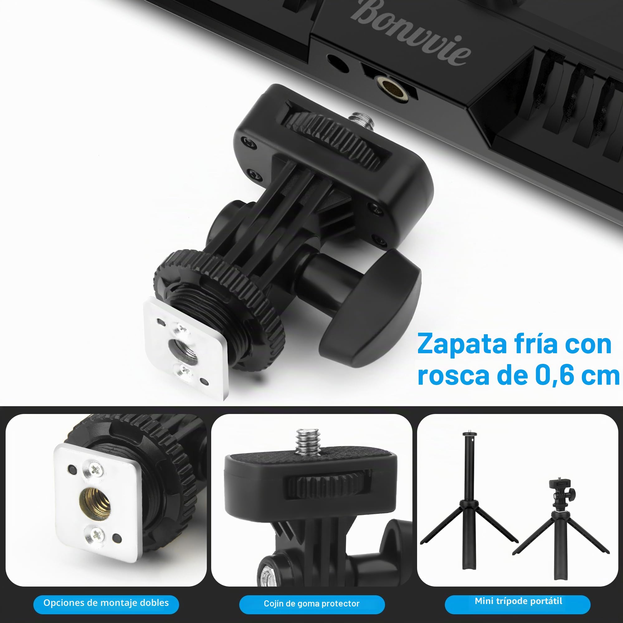 Luz LED Video 9", Bonvvie 3000-6500K Iluminación de Foto para Estudio y Fotografía al Aire Libre, Vlog, Videoconferencia, Transmisión en Vivo, CRI 97+ Bicolor Luz de Cámara con Batería Li-Ion 5000mAh