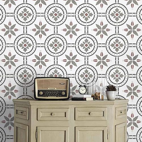 Miniatura 2 de Polanka - Plantilla de azulejos para pintar pisos de azulejos, plantillas de azulejos reutilizables para pisos de linóleo y cemento, pinta tu viejo