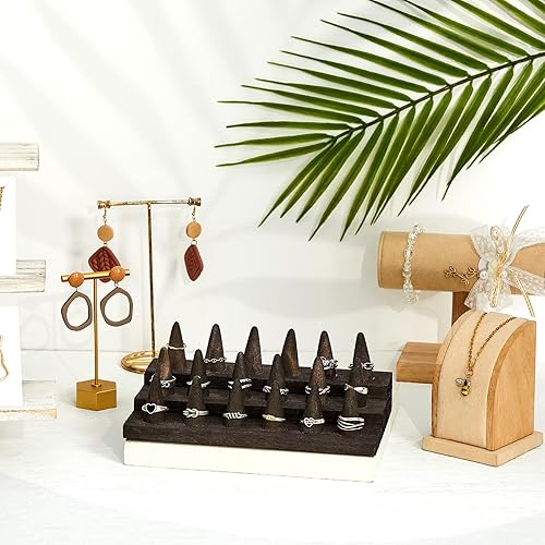 Miniatura 7 de Juexica Soporte de anillo de madera de 18 dedos Soporte de anillo de dedo de madera para vender expositores de joyas Escaparate para almacenamiento