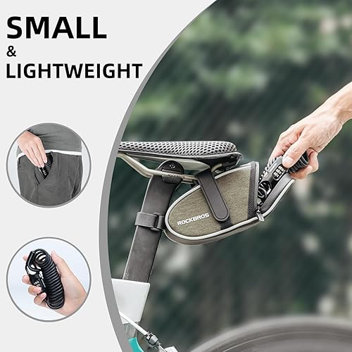 Miniatura 4 de ROCKBROS Candado de bicicleta con combinación de cable para bicicleta, 6 pies de largo, portátil, antirrobo, para scooterbicicletamotor