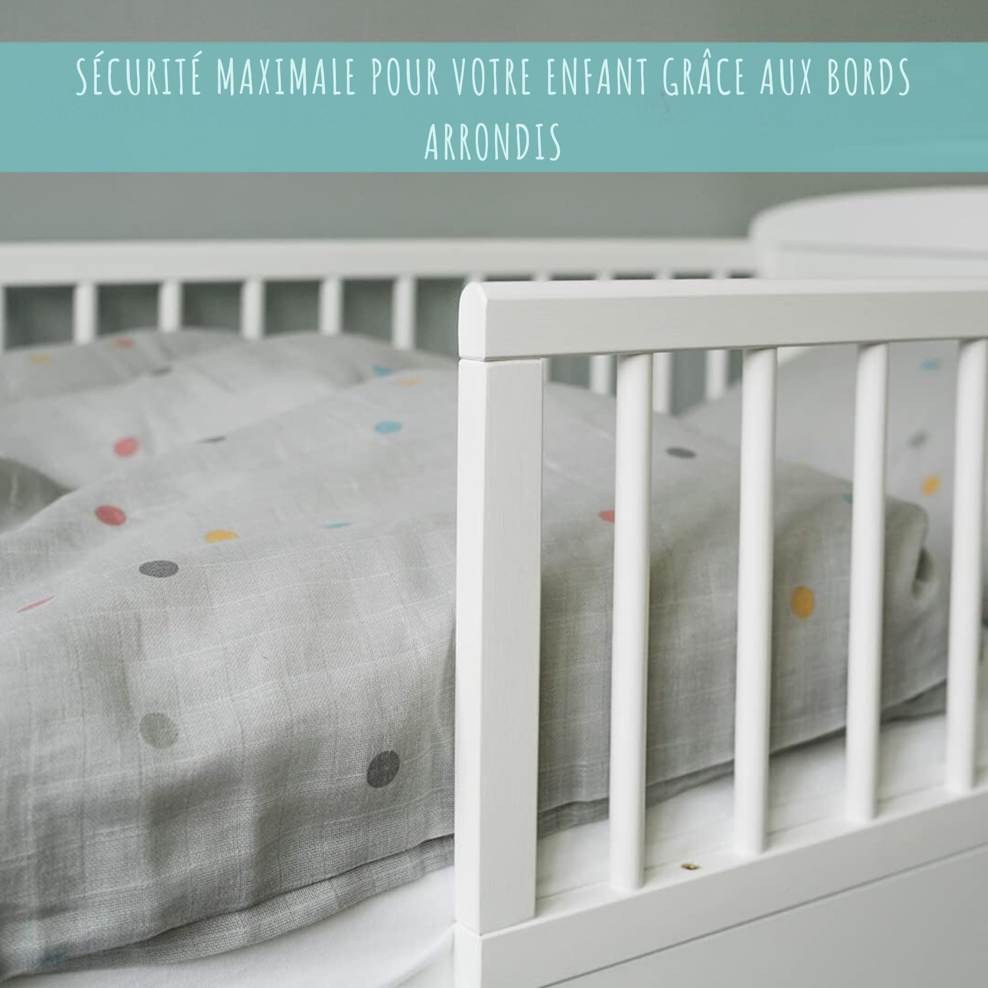 Lit d'enfant 140x70 cm en Bois Massif Blanc avec Matelas, Sommier à Lattes et Tiroir