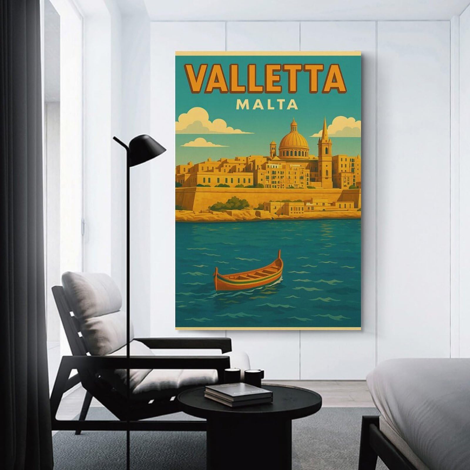 Junmoney Valletta Malta Vintage Travel (2) Home Decor Wall Art, 08x12inch(20x30cm), for Calm Bedrooms, Home Corners Or Flats, Canvas Wall Decor for Personal Spaces
