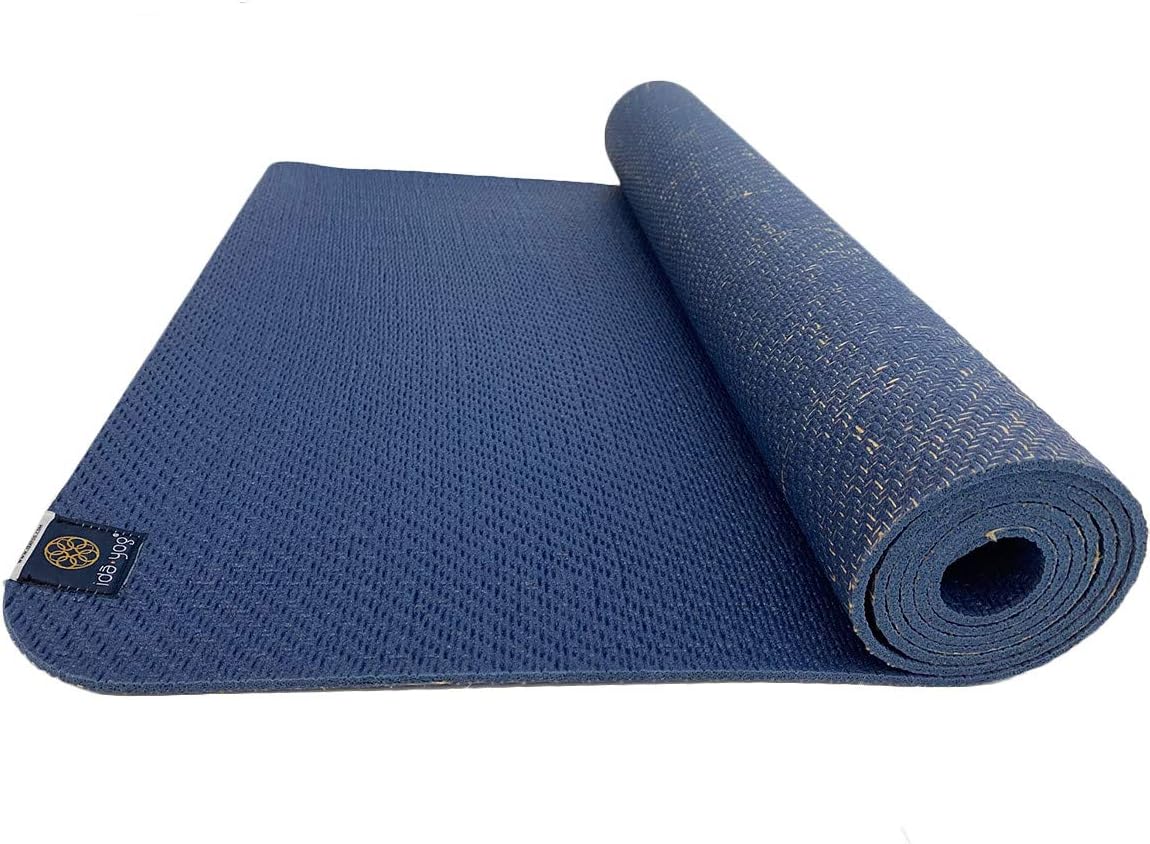 Ida YogBhoomi Practice Cobalt Eco-Friendly Yoga Mat Sturdy Top Layer, Anti-Slip, Right Thickness (4 Millimeters, Blue)