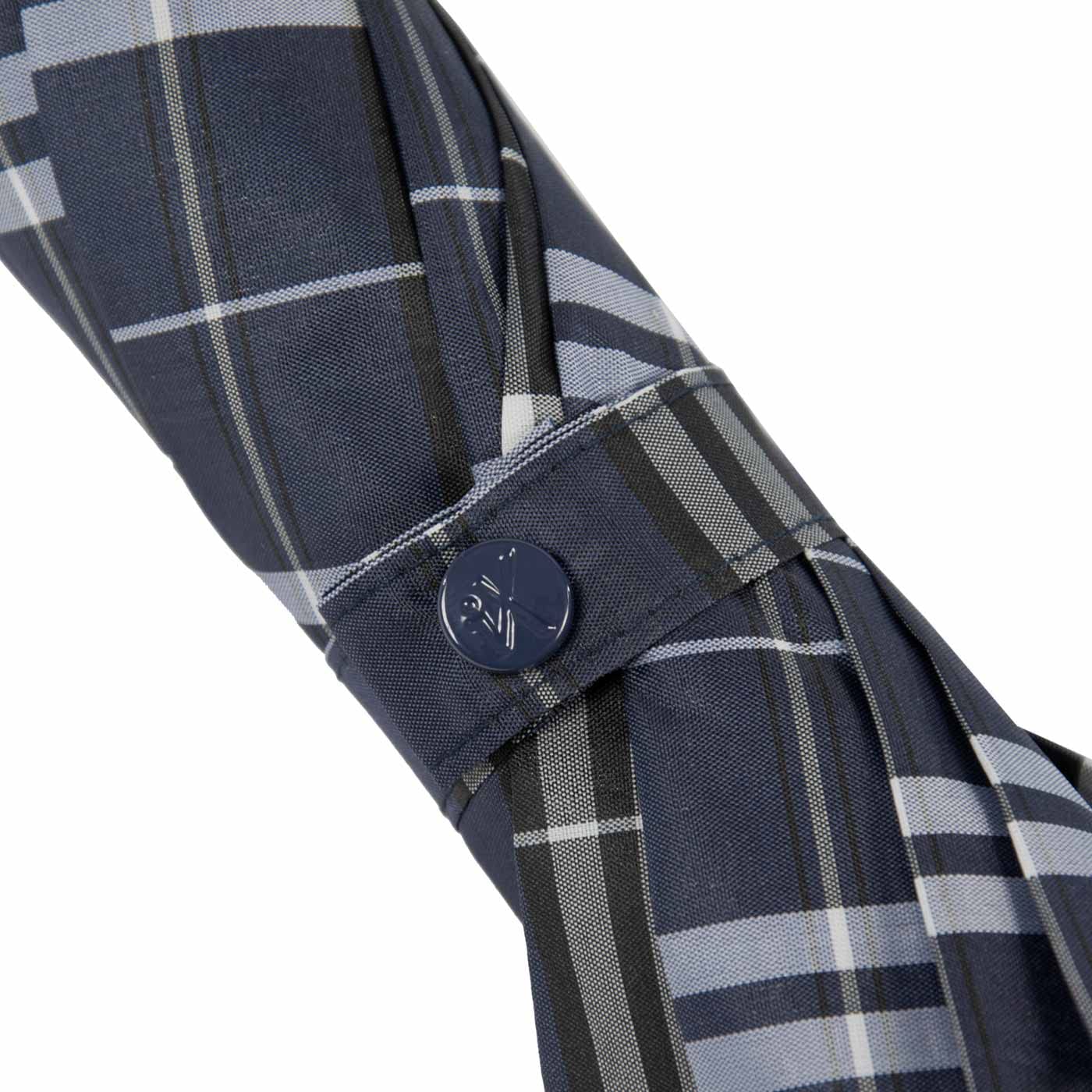 iX-brella Altura ajustable con mango de madera, azul de cuadros, 105 cm