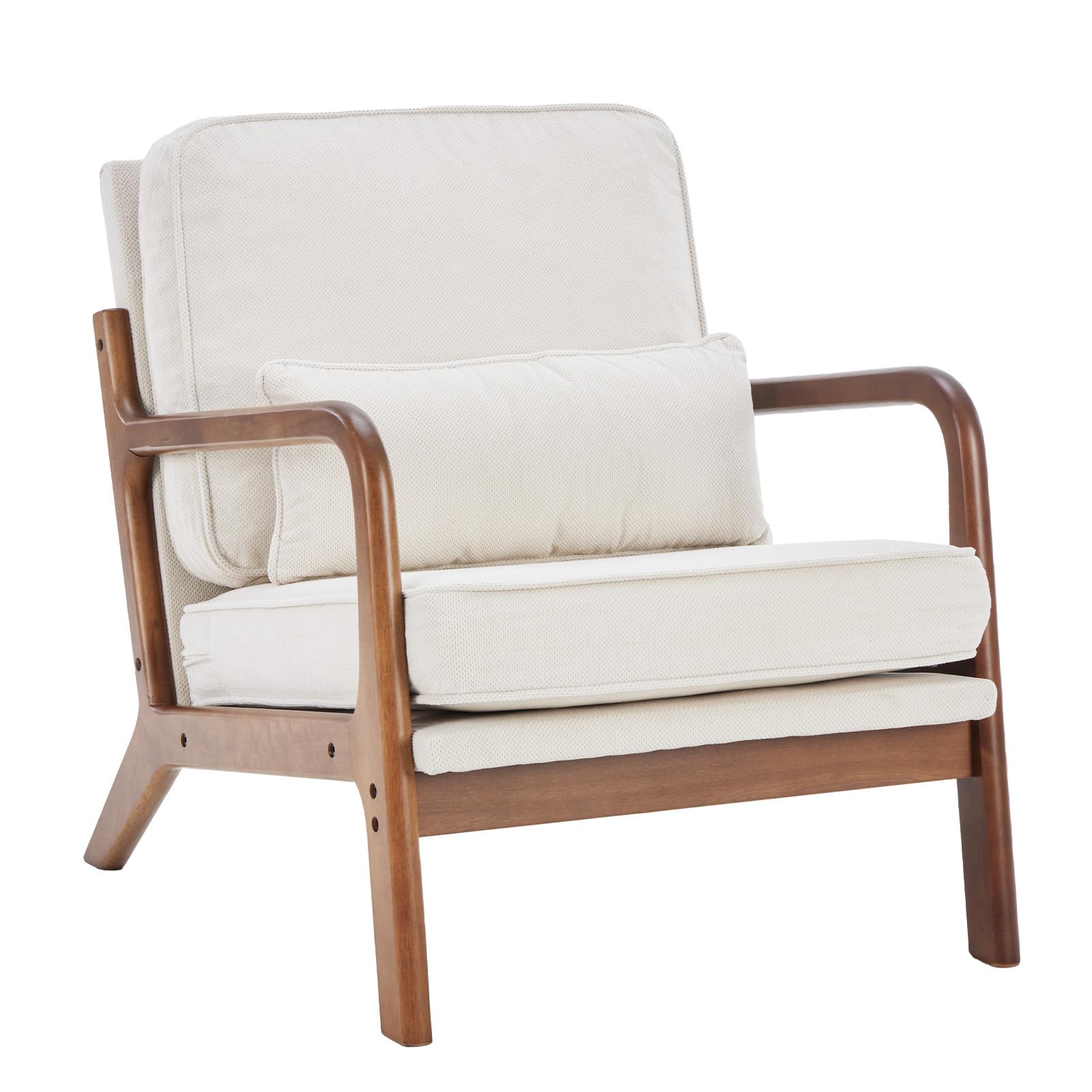DUMOS Mid Century Modern Accent Chair, Cream