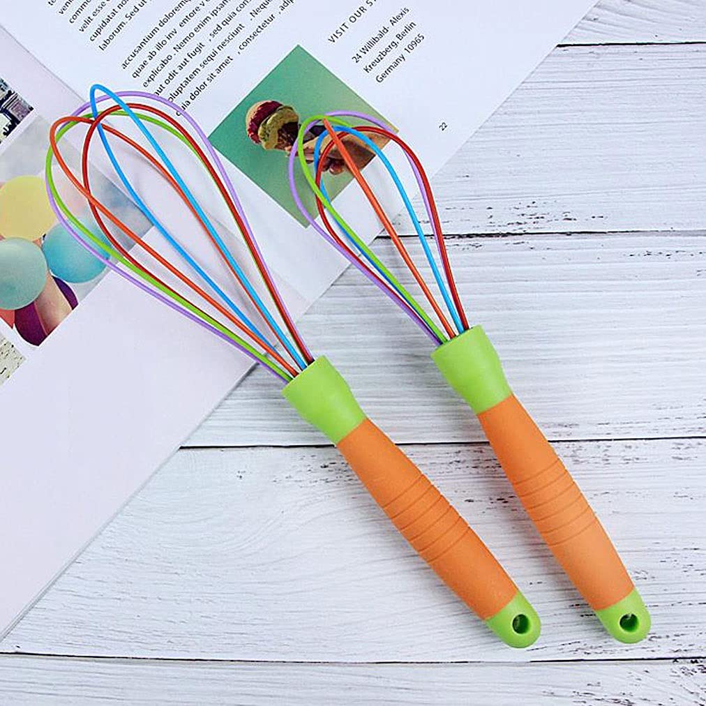 Küchen-Schneebesen Silikon-Schneebesenküche WISK zum Kochen Backen Mischen, um das Schlagen zu bringen und zu rühren, Ballondraht Whisks Küchenei-Schläger (11 "12", Regenbogen) Schneebesen zum Kochen