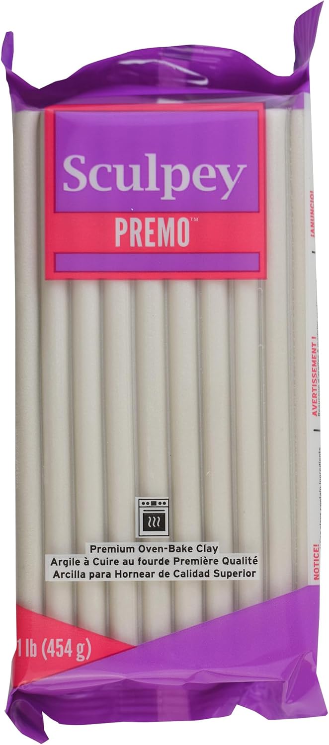 Sculpey Premo: Pearl - 1lb Bar, Polymer Oven-Bake Clay, Non-Toxic, Sculpt-Model, Jewelry-Figurines-Home Décor Projects, Adult Art-Crafts Supplies