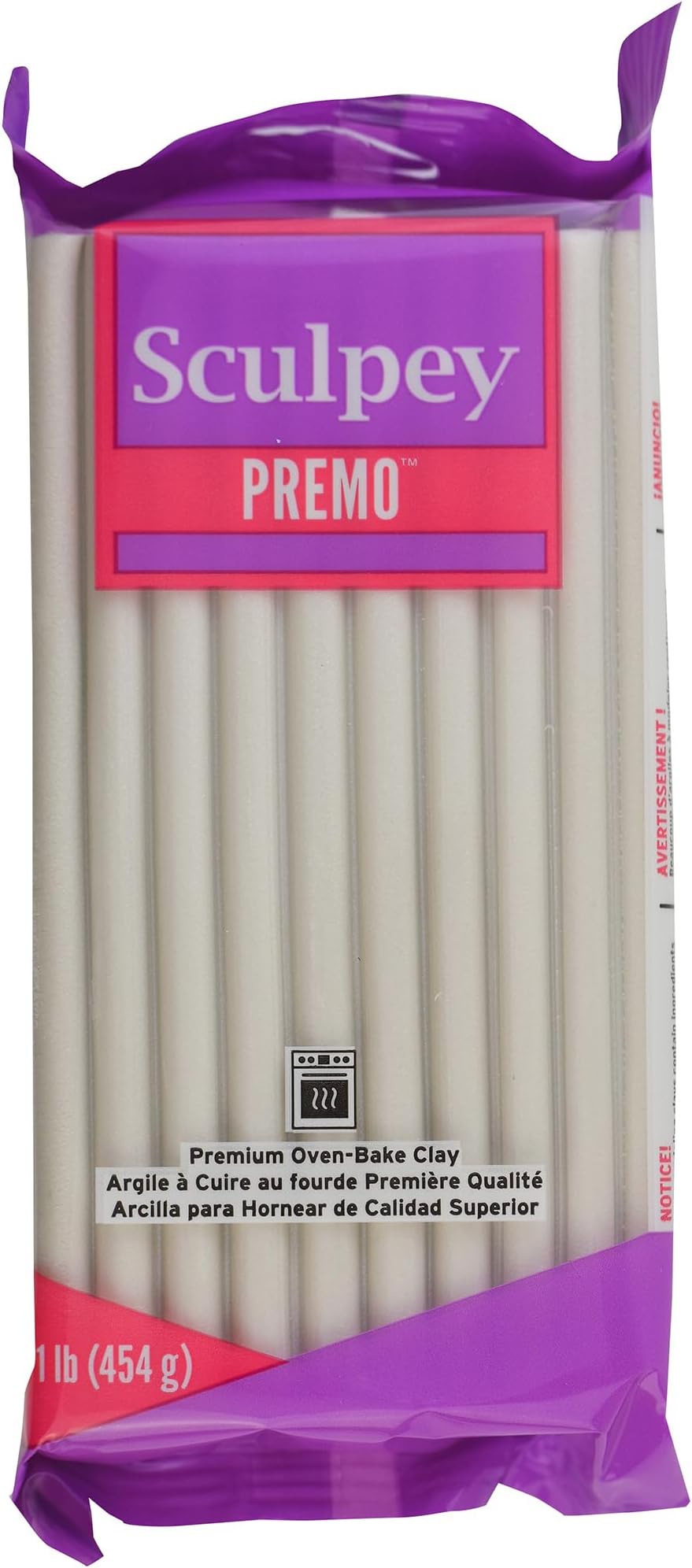 Premo: Pearl - 1lb Bar, Polymer Oven-Bake Clay, Non-Toxic, Sculpt-Model, Jewelry-Figurines-Home Décor Projects, Adult Art-Crafts Supplies