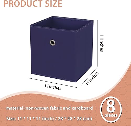 Miniatura 2 de Cubo de almacenamiento, cubo de tela de 11 pulgadas con asas, cestas plegables para estantes, cajones, baño, organizadores de armario y