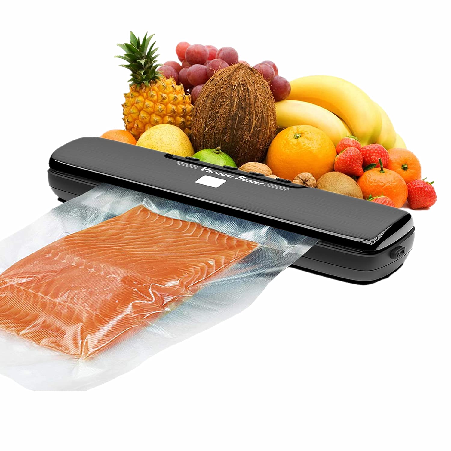 Vacuum Sealer Machine, Automatic Food Sealer with Built-in Cutter, Dry&Moist Modes LED Indicator Lights,15 Sealing Bag Included Easy Cleaning Storage Automatic Power Vac Air Sealing Machine