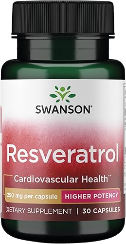 Swanson Resveratrol - Mayor potencia 250 miligramos 30 cápsulas (1 paquete)
