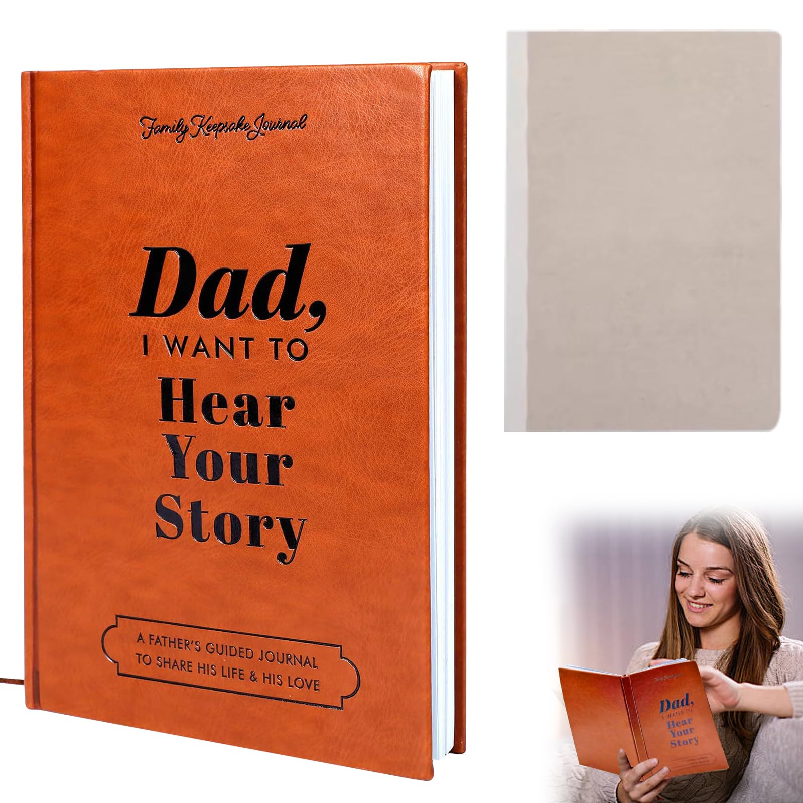 lafo Dad, I Want to Hear Your Story: 1 Father’s Guided Journal with 1 refill, Dad Journal Book To Share His Life & His Love, Leather Wrapped for Father's Gifts Dad Birthday Gifts (Dad)